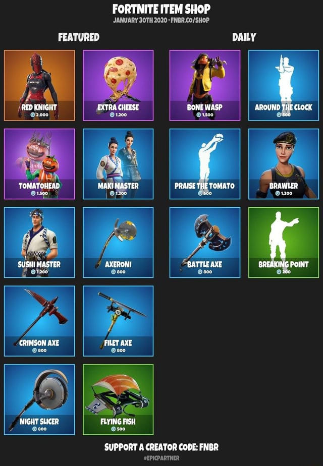 FORTNITE ITEM SHOP JANUARY 30TH 2020: FNBR.CO/SHOP FEATURED SUPPORT A ...