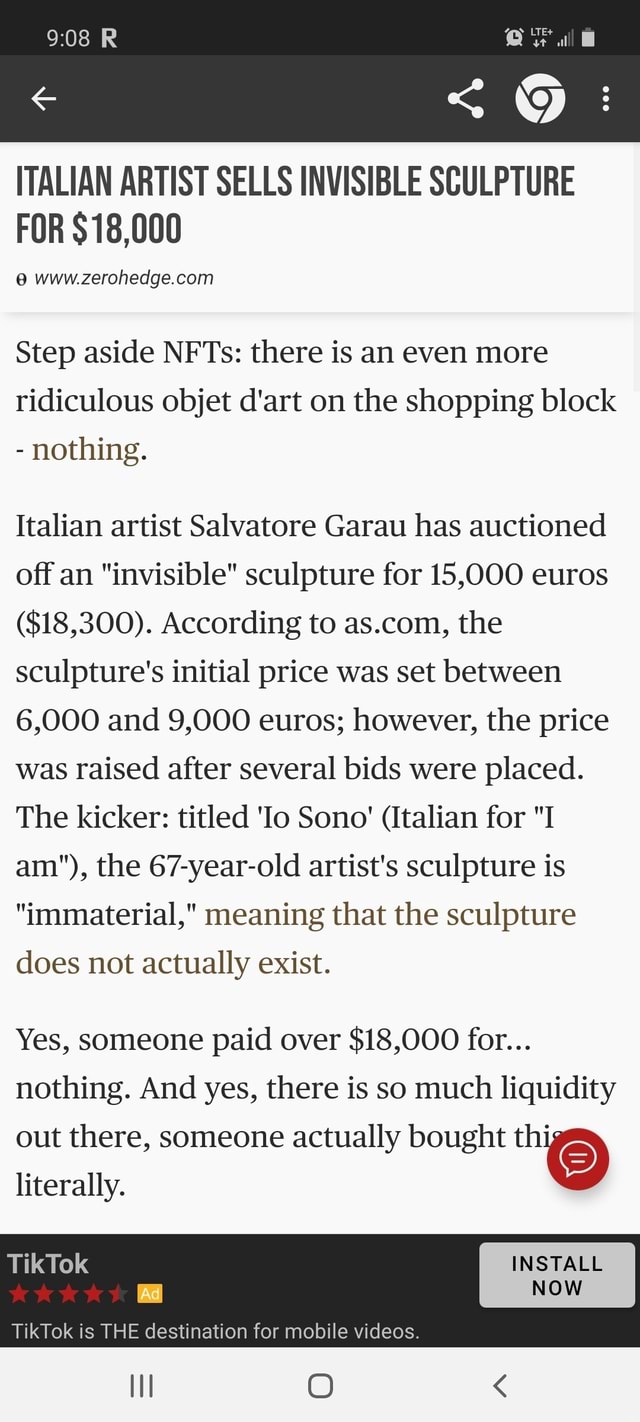 All ITALIAN ARTIST SELLS INVISIBLE SCULPTURE FOR 18,000 Step aside