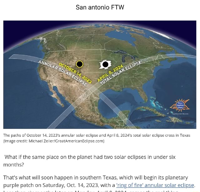 San antonio FTW The paths of October 14, 2023's annular solar eclipse