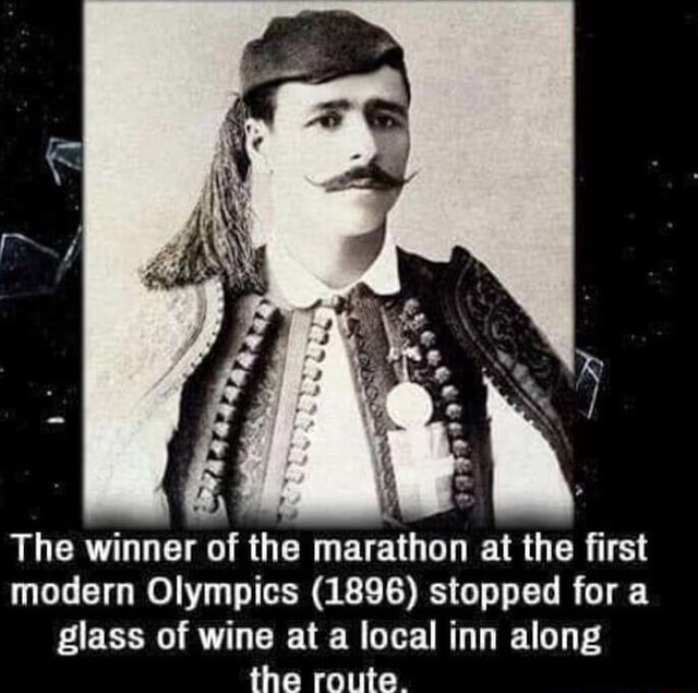 The winner of the marathon at the first modern Olympics (1896) stopped ...