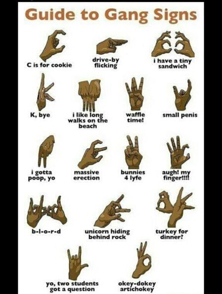 Guide to Gang Signs unicorn hiding turkey for behind rock dinner? yo ...