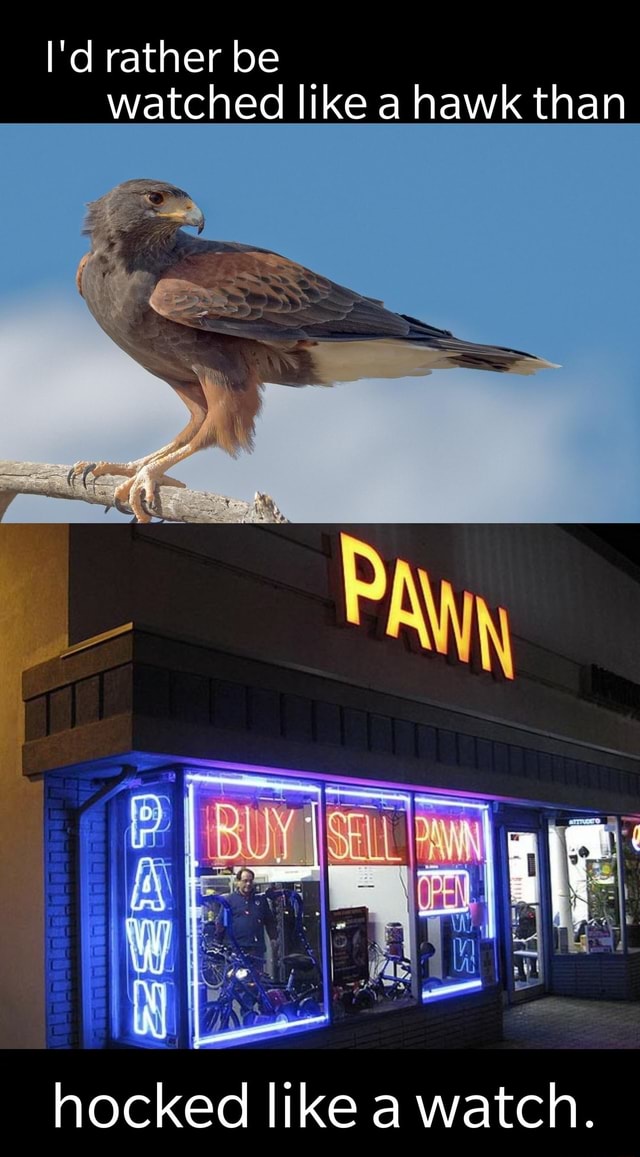 I'd rather be watched like a hawk than hocked like a watch. iFunny