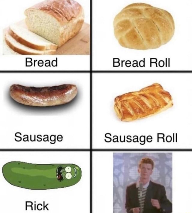 Rick Rolled Bread Sausage Roll GIF