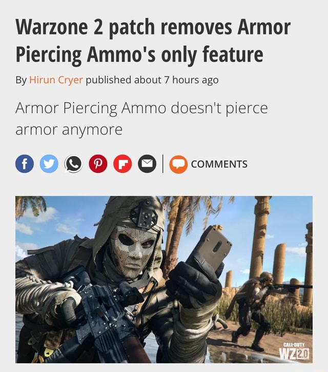 Warzone 2 patch removes Armor Piercing Ammo's only feature By Hirun