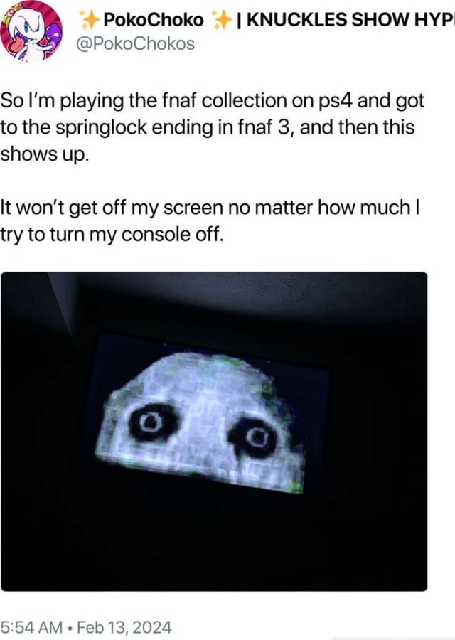 So i m playing the fnaf collection on and got to the springlock ending