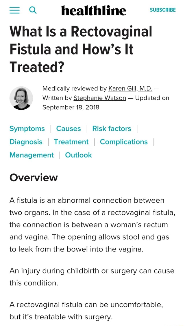 Healthline What Is A Rectovaginal Fistula And Hows It Treated