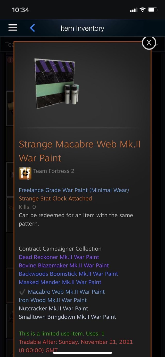 Litem Inventory Strange Macabre  Mk.II War Paint Team Fortress 2