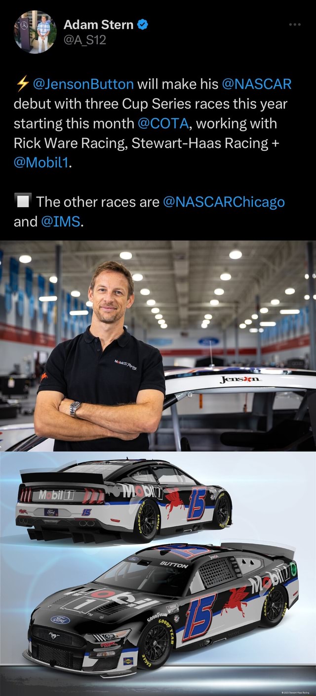 Adam Stern @ Via @AS12 4 @JensonButton will make his @NASCAR debut with ...