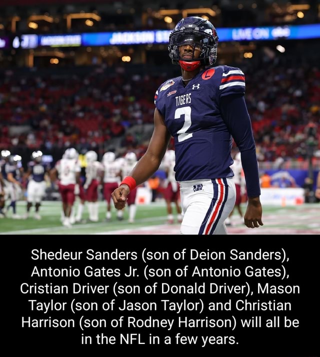 Shedeur Sanders (son of Deion Sanders), Antonio Gates Jr. (son of Antonio Gates), Cristian