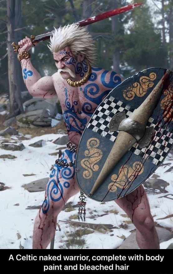 Celtic Naked Warrior Complete With Body Paint And Bleached Hair IFunny