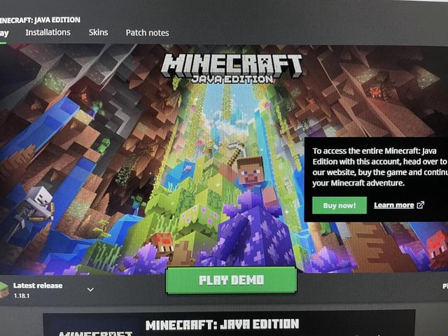 INECRAFT: JAVA EDITION ay Installations Skins Patch notes To access the ...