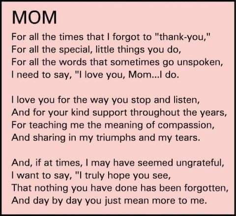 MOM For all the times that I forgot to 