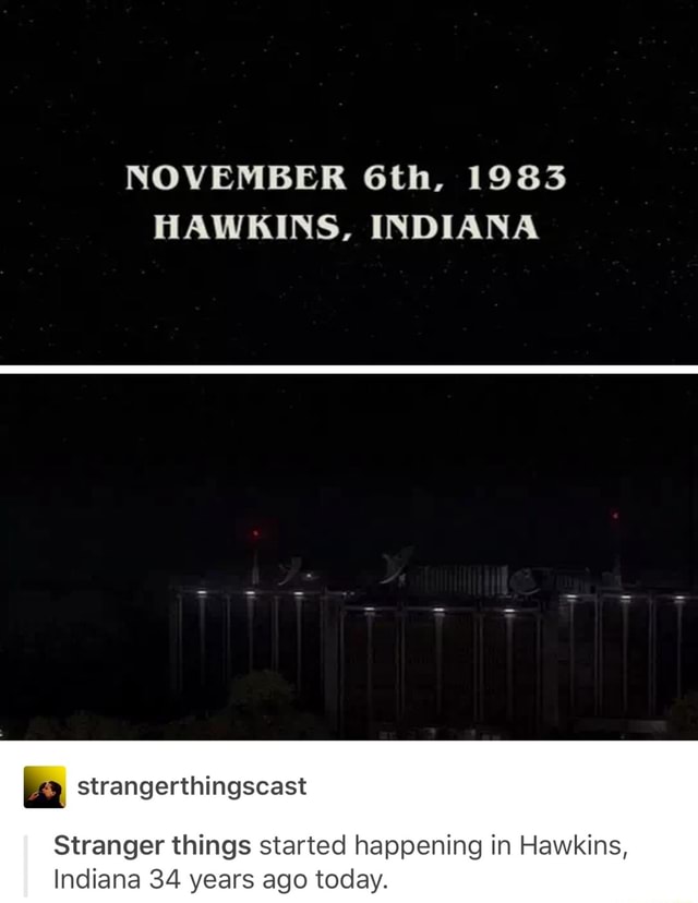 NOVEMBER 6th. 1983 HAWKINS, INDIANA h strangerthingscast Stranger