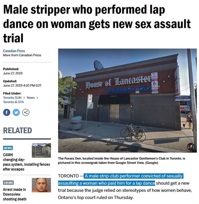 Male Stripper Who Performed Lap Dance On Woman Gets New Sex Assault