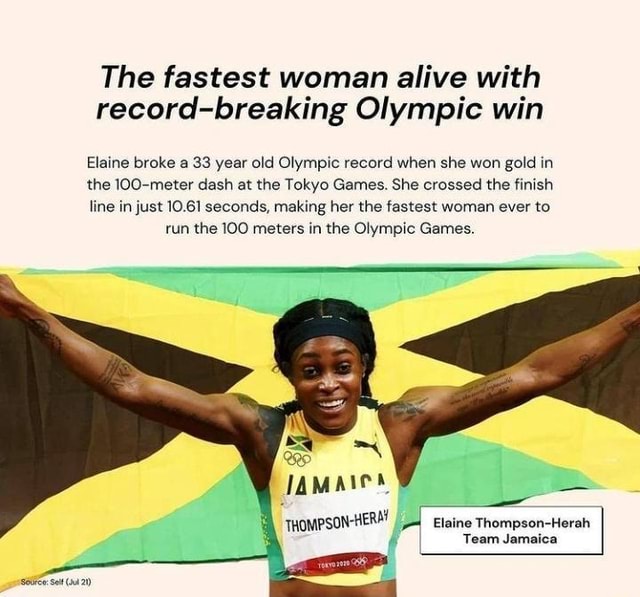 Best The fastest woman alive with recordbreaking Olympic win Elaine