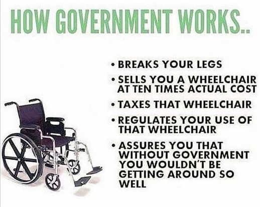 HOW GOVERNMENT WORKS. BREAKS YOUR LEGS SELLS YOU A WHEELCHAIR ATTEN ...