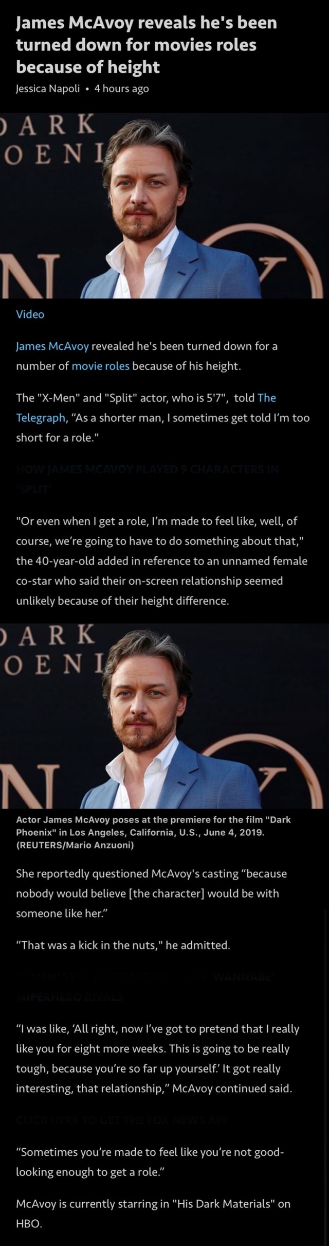 James McAvoy Reveals He's Been Turned Down For Movies Roles Because Of ...