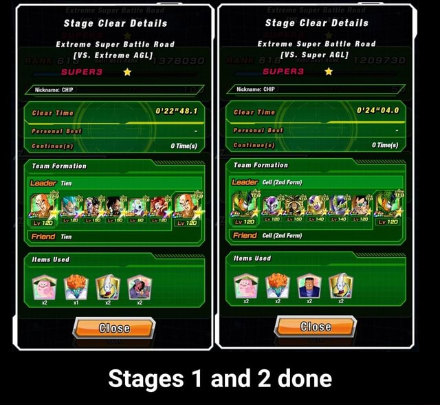 Stage Clear Details Stage Clear Details Extreme Super Battle Road