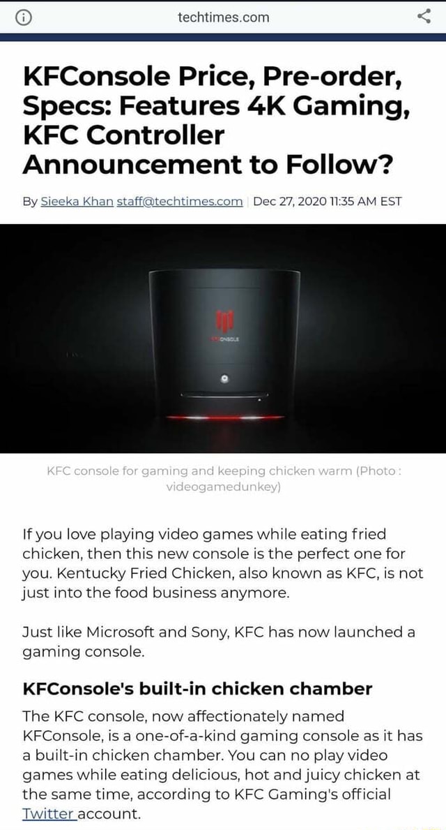 KFConsole Price, Preorder, Specs Features Gaming, KFC Controller Announcement to Follow? om