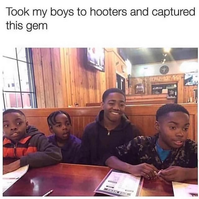 Took my boys to hooters and captured this gem - )