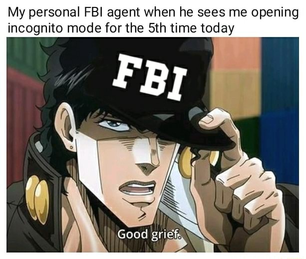 My personal FBI agent when he sees me opening incognito mode for the ...