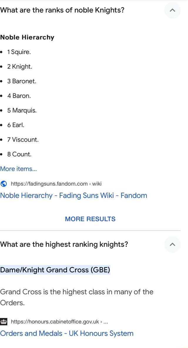 What are the ranks of noble Knights? Noble Hierarchy Squire. 2 Knight ...