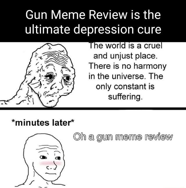 Gun Meme Review is the ultimate depression cure The world is a crue and unjust place. There is