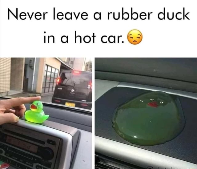 Never leave a rubber duck in a hot car.@ 'sa, - )