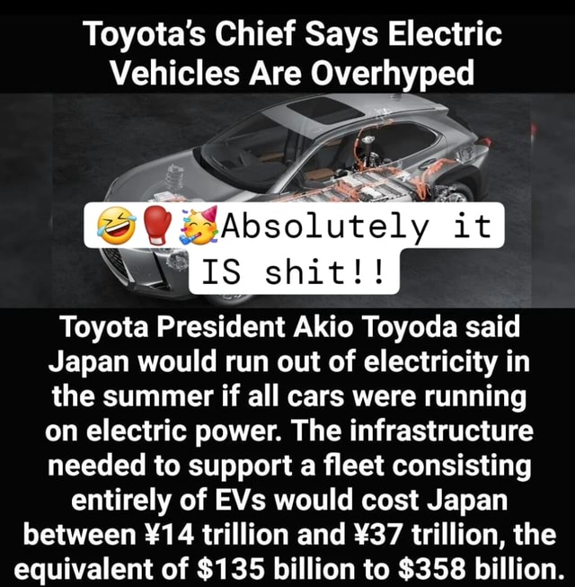 Toyota's Chief Says Electric Vehicles Are Overhyped @O@ MAbsolutely It ...