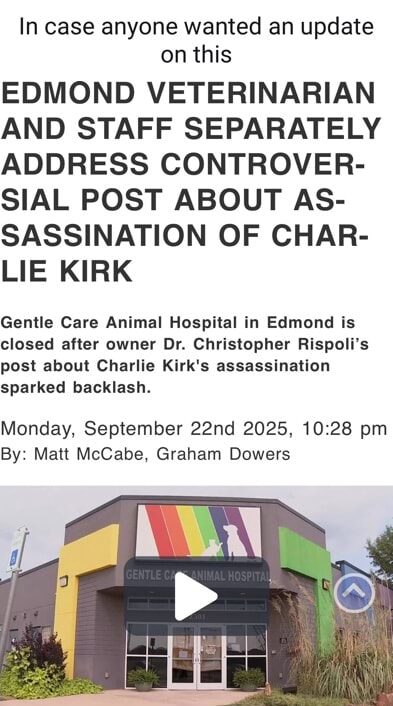 In case anyone wanted an update on this EDMOND VETERINARIAN AND STAFF ...