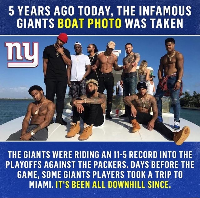 5 YEARS AGO TODAY, THE INFAMOUS GIANTS BOAT PHOTO WAS TAKEN THE GIANTS ...