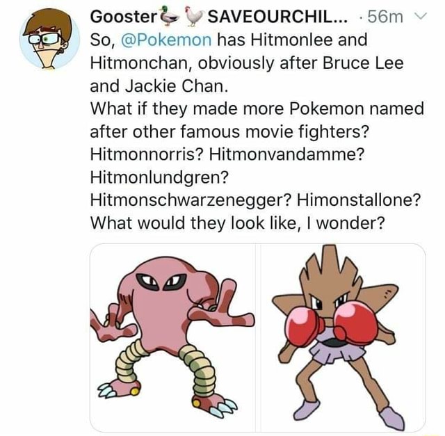 TIL that Hitmonlee and Hitmonchan were inspired by Bruce Lee and Jackie  Chan. : r/gaming