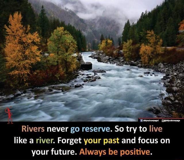 Rivers never go reserve. So try to live like a river. Forget your past ...