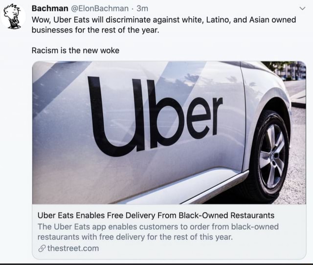 Wow Uber Eats Will Discriminate Against White Latino And Asian Owned 