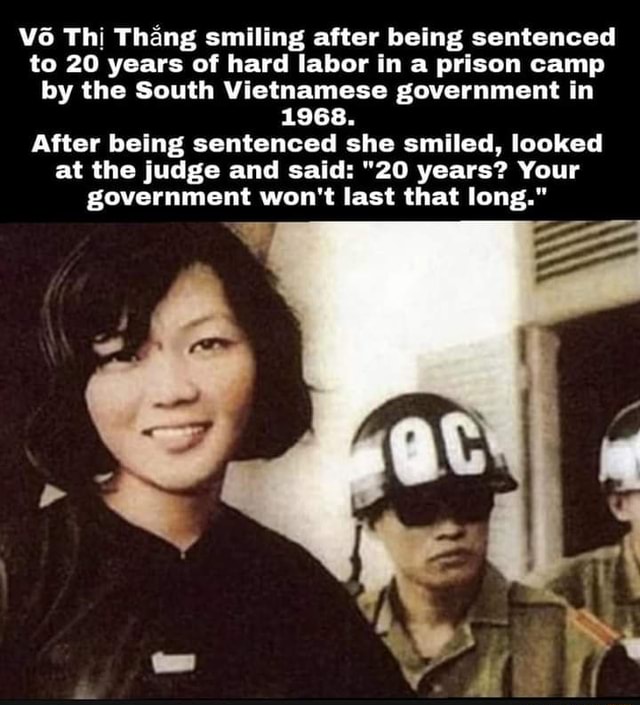 Vo Thi Thang smiling after being sentenced to 20 years of hard labor in ...