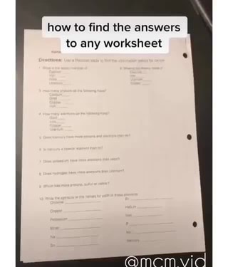 how to find the answers to any worksheet