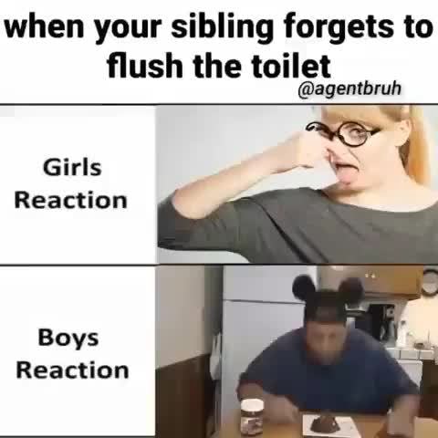 When your sibling forgets to ﬂush the toilet Girls ( Reaction - iFunny