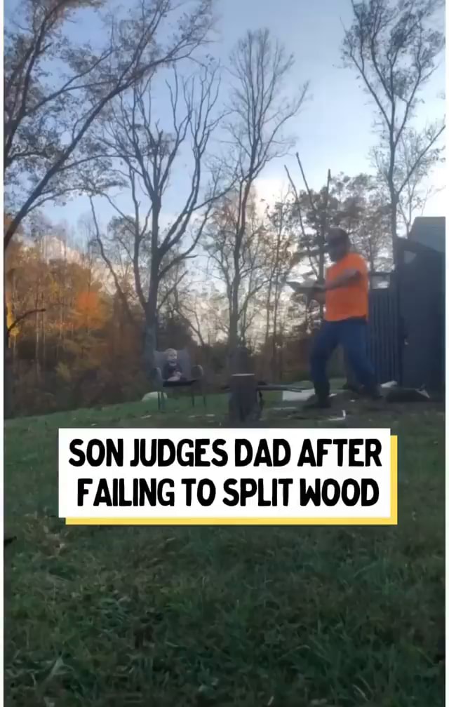 Ai SON JUDGES DAD AFTER FAILING TO SPLIT WOOD - iFunny