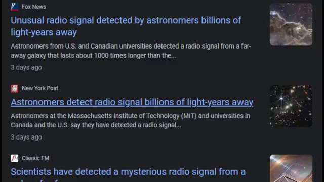 FoxNews Unusual Radio Signal Detected By Astronomers Billions Of Light ...