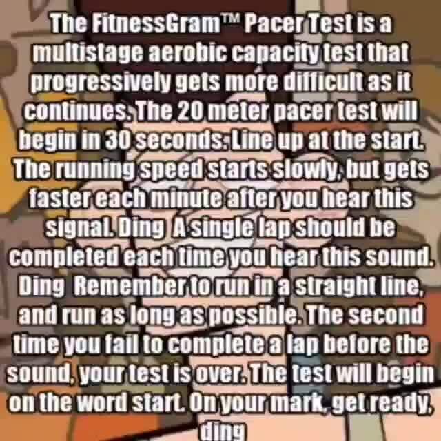 'The Paces isa multistage aerobic lest that progressively gets more