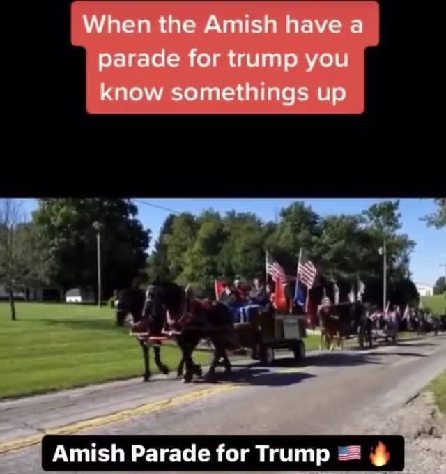 When the Amish have a parade for trump you know somethings up Amich ...