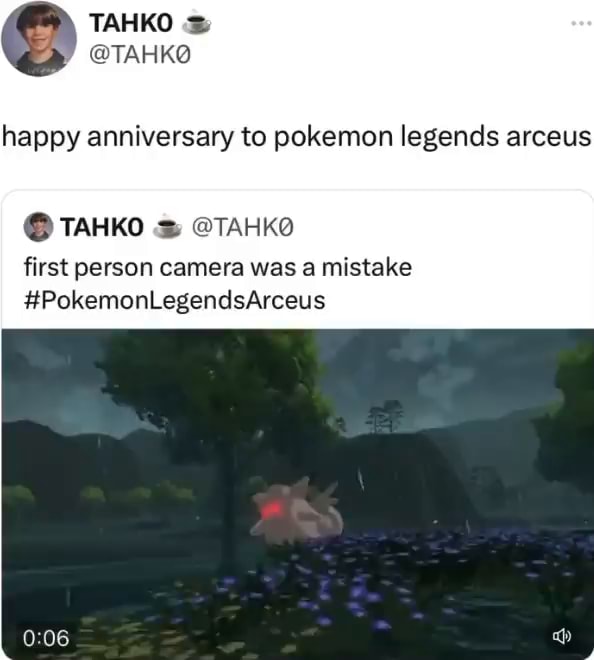 Happy anniversary to pokemon legends arceus TAHKO TAHKO first person ...