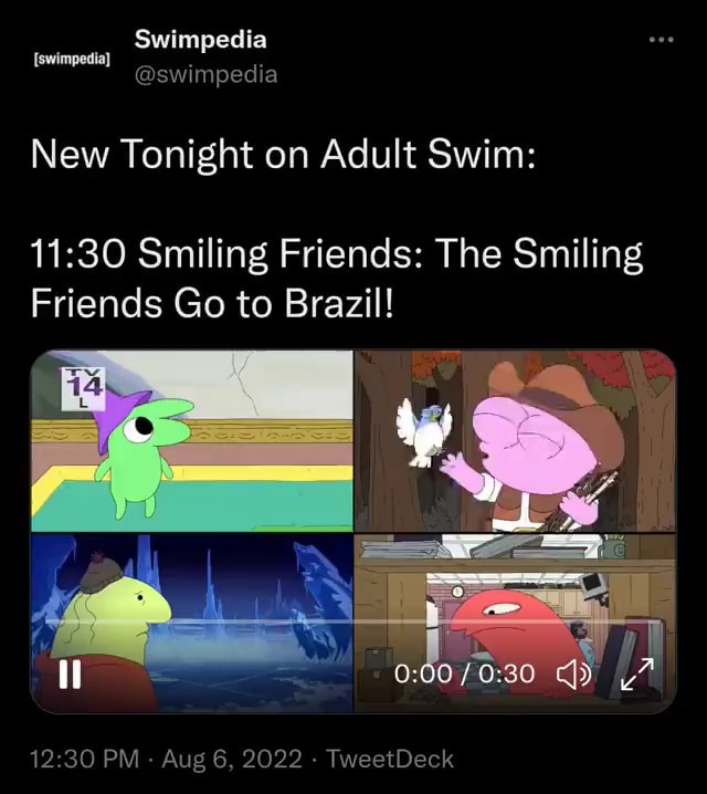 Swimpedia swimpedia [swimpedia] New Tonight on Adult Swim Smiling