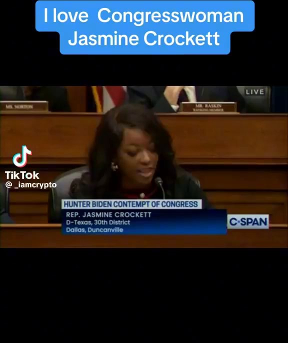 Congresswoman Jasmine Crockett Cy A _iamery HUNTER BIDEN CONTEMPT OF ...