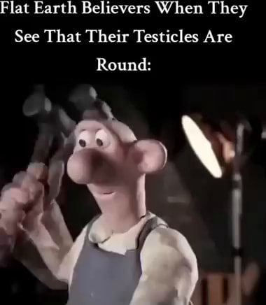 Flat Earth Believers When They See That Their Testicles Are Round: - iFunny