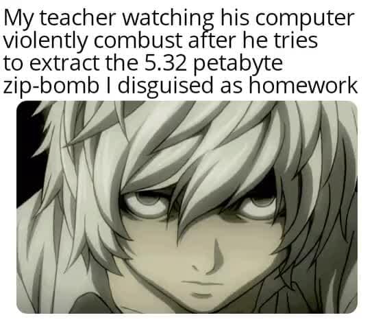 My teacher watching his computer violently combust after he tries to ...