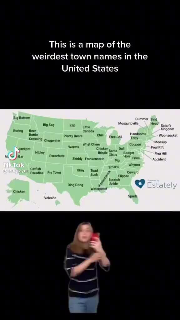 This is a map of the weirdest town names in the United States Big