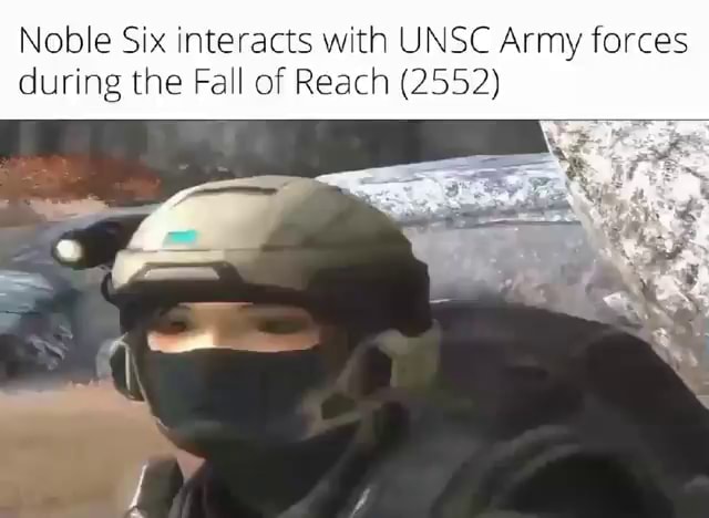 Noble Six interacts with UNSC Army forces during the Fall of Reach ...