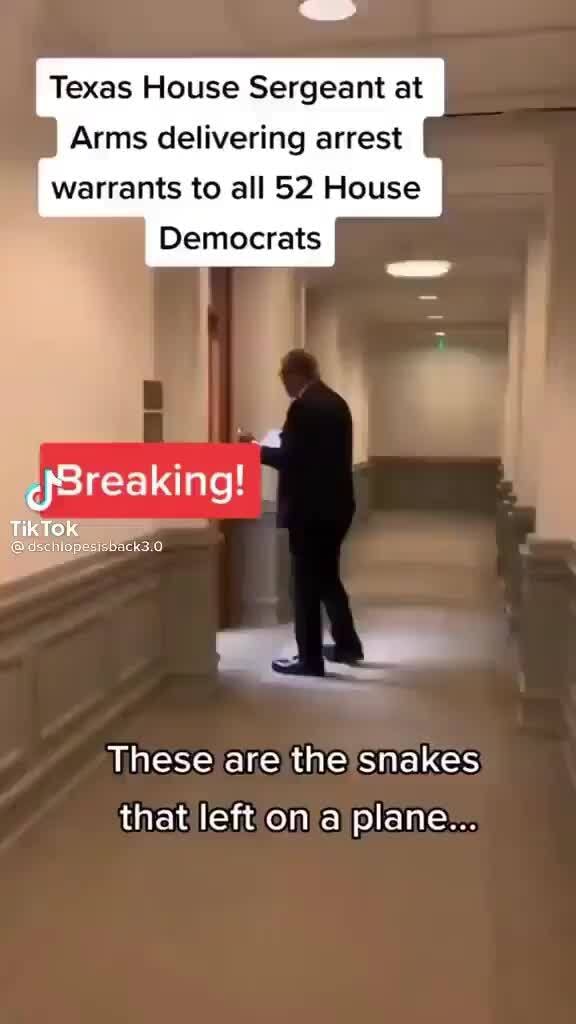 Texas House Sergeant at Arms delivering arrest warrants to all 52 House