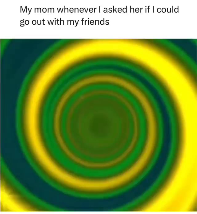 My mom whenever I asked her if I could go out with my friends - iFunny